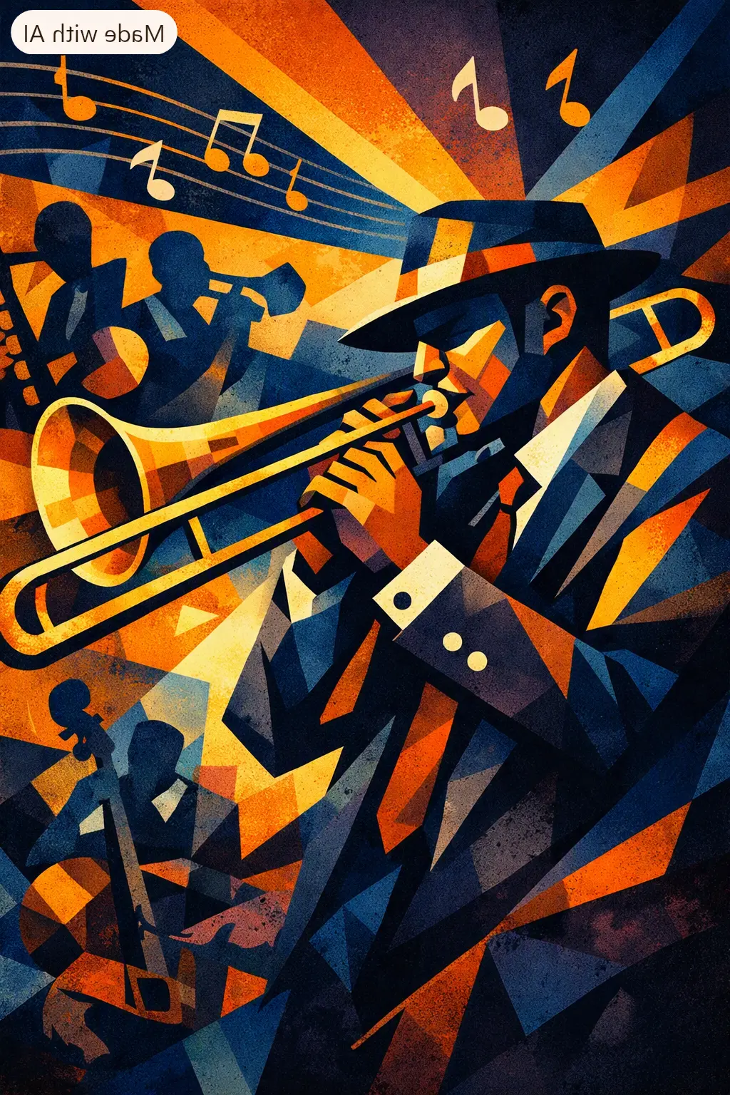 Abstract image of a trombone player
